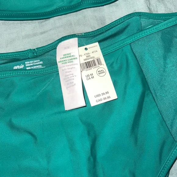 Aerie | NWT Mesh V-Wire Bandeau Bikini Top S, two bottoms size M - Picture 5 of 5